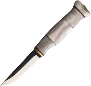 Kellam Reindeer Antler 3" Fixed Blade Knife + Leather Sheath 23luu