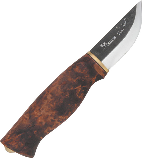 Kellam Prowler Curly Birch Wood Carbon Steel Fixed Blade Knife w/ Sheath WP3