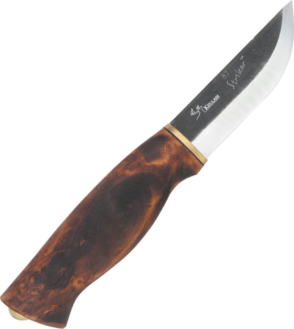 Kellam Striker Curly Birch Wood Carbon Steel Fixed Blade Knife w/ Sheath WP4