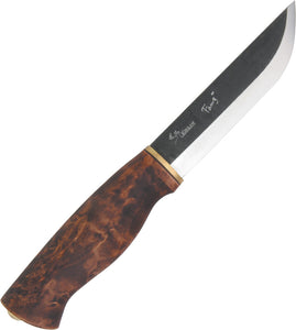 Kellam Fang Curly Birch Wood Carbon Steel Fixed Blade Knife w/ Sheath WP5