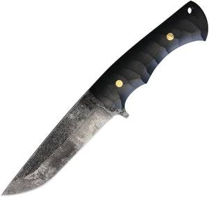 Komoran 10" Black G10 Handle Carbon Steel Drop Pt Hand Forged Fixed Knife 018