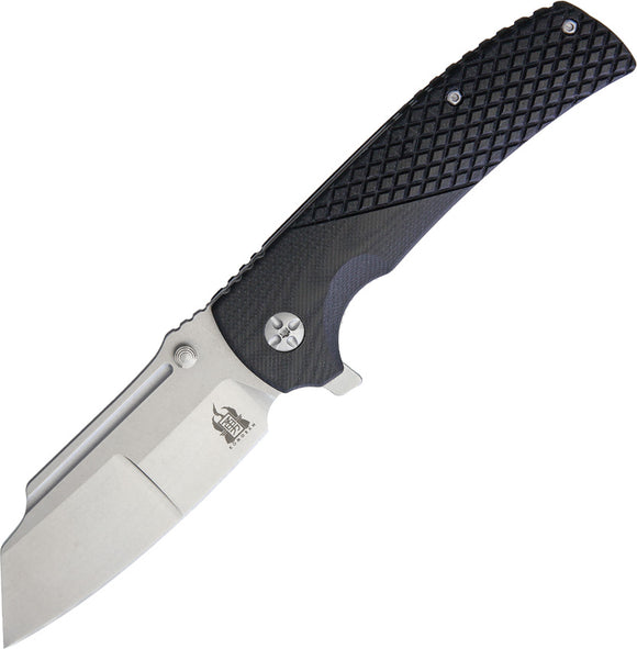 Komoran Linerlock Black Checker G10 Handle Stonewash Stainless Folding Knife 022