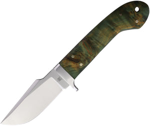 Komoran 8.5" Dyed Burlwood Handle Fixed Blade Knife + Black Leather Sheath 025