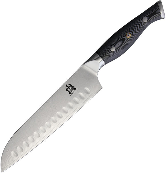 Komoran Santoku Black Kitchen Fixed Blade Knife 030