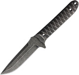 Komoran 5.75" Black Stonewashed Fixed Blade Knife + Black ABS Belt Sheath 037