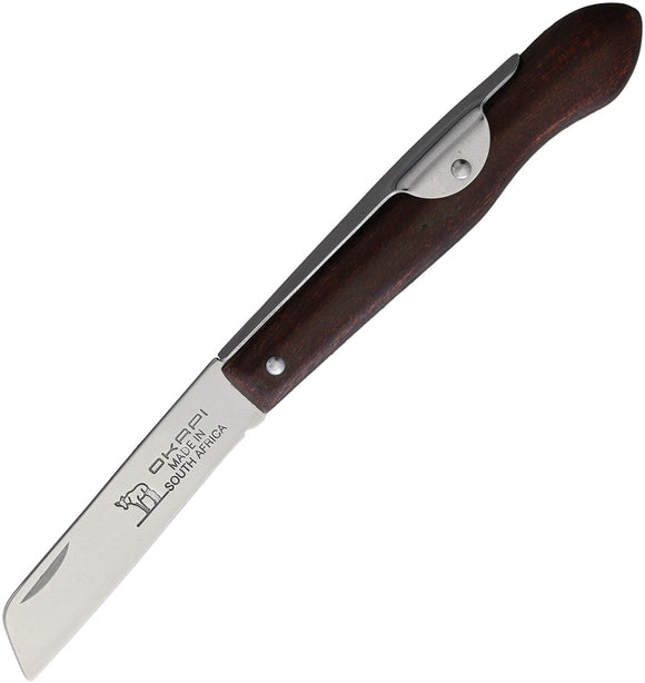Okapi Biltong Brown Cherry Wood Folding Carbon Steel Pocket Knife 197940