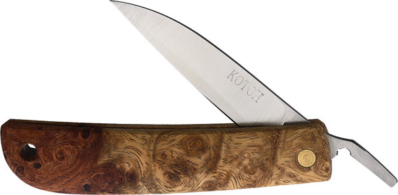 Kotoh Knives Smooth Burl Wood Folding VG-10 Stainless Pocket Knife 12058