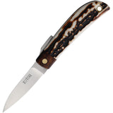 Kotoh Knives Black & White Stag Folding D2 Stainless Steel Pocket Knife 422514