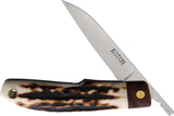 Kotoh Knives Black & White Stag Folding D2 Stainless Steel Pocket Knife 422521