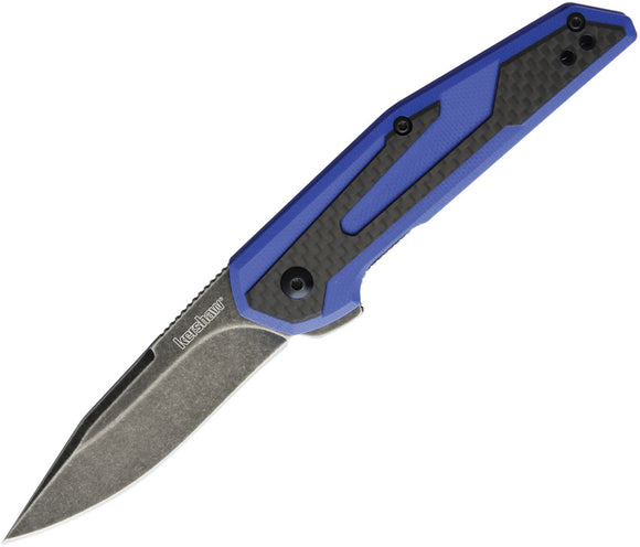 Kershaw Fraxion Linerlock Blue Handle Blackwash Folding Blade Knife 1160BLUBW