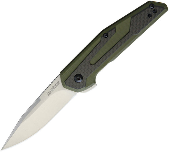 Kershaw Fraxion Linerlock Olive Handle Plain Satin Folding Blade Knife 1160OL