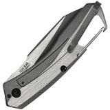 Kershaw Reverb Framelock Gray Black Folding Knife Built In Carabiner Clip 1220