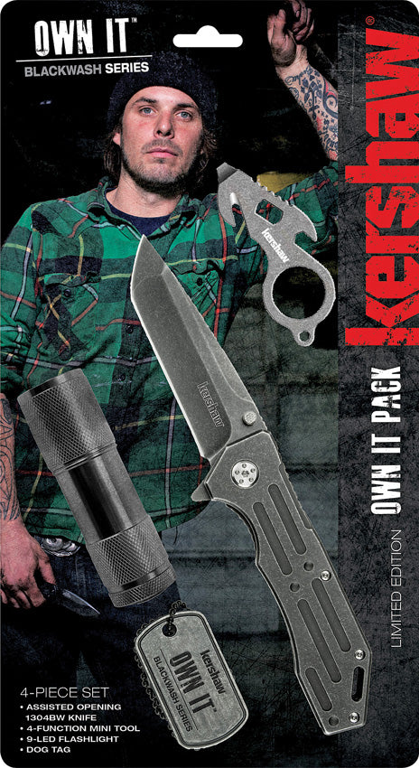Kershaw Own It Knife Light Pack w/ Flashlight, Mini Tool, Blade & Dog Tag 1304B
