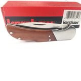 Kershaw Baseman Pocket Knife Lockback Brown Wood Folding Stainless Blade 1381