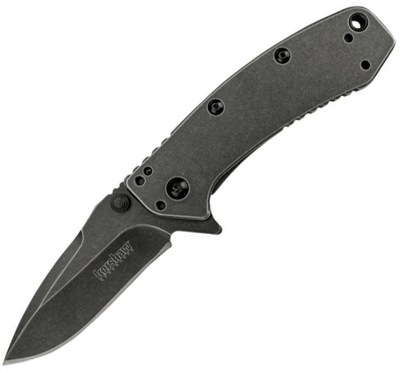 Kershaw Cryo Black Drop Pt Blade Framelock A/O Folding Knife w/ Flipper 1555BW