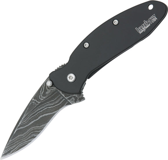 Kershaw Scallion Framelock A/O Damascus Speed Safe Black Folding Knife 1620DAMBK