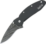 Kershaw Scallion Framelock A/O Damascus Speed Safe Black Folding Knife 1620DAMBK