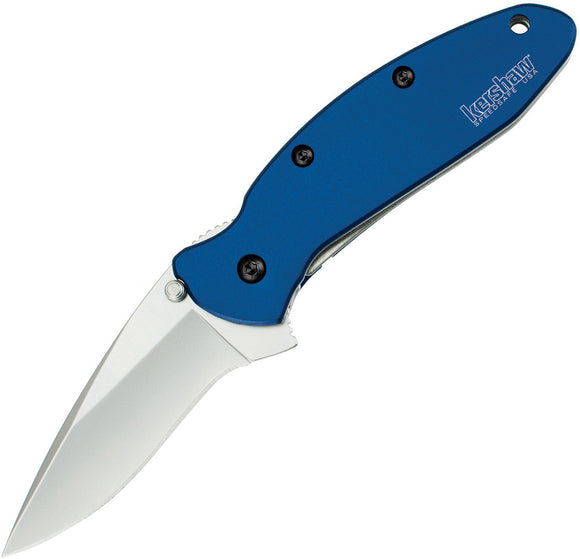Kershaw Scallion Linerlock A/O Recurve Blade Blue Handle Folding Knife 1620NB