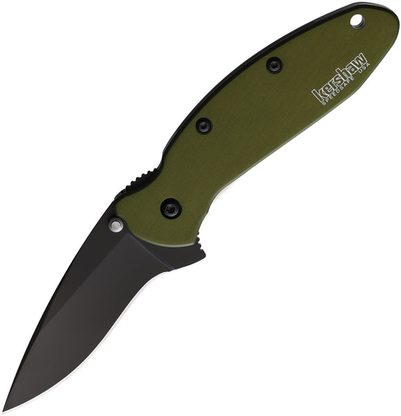 Kershaw Scallion Folding Knife Linerlock Green Aluminum 420HC Blade 1620OLBLK