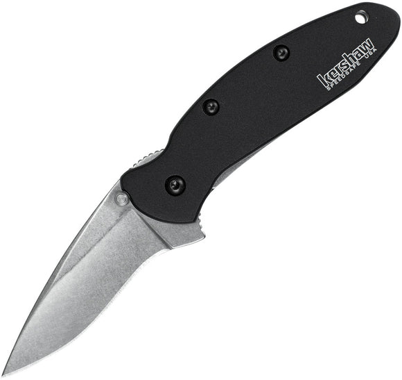Kershaw Scallion Linerlock A/O Blade Black Handle Folding Knife EDC 1620SWBLK