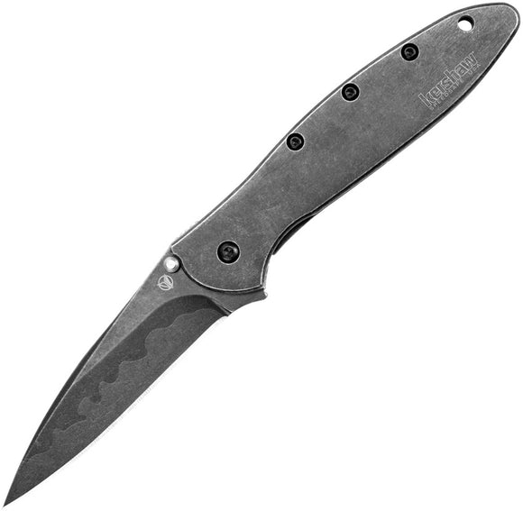 Kershaw Leek Framelock A/O Blackwash Steel Blend Blade Folding Knife 1660CBBW
