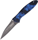 Kershaw Leek A/O Digital Camo Blue Blackwash SpeedSafe Folding Knife 1660DBLU