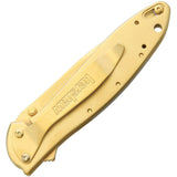 Kershaw Leek SpeedSafe A/O 24K Gold Plated Stainless Folding Pocket Knife - 1660G