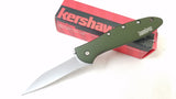 Kershaw Leek Framelock A/O Drop Pt Blade Olive Drab Handle Folding Knife - 1660OL