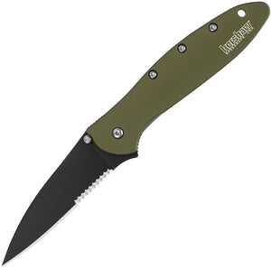 Kershaw Leek Linerlock A/O Olive Green Folding 14C28N Pocket Knife 1660OLBLKST