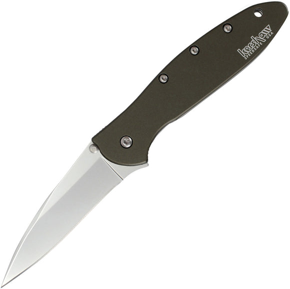Kershaw Leek Framelock A/O Drop Pt Blade Olive Drab Handle Folding Knife - 1660OL