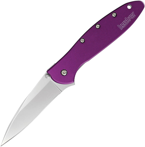 Kershaw Leek Framelock A/O Drop Point Blade Purple Handle Folding Knife 1660PUR