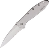 Kershaw Leek Framelock A/O Part Serrated Blade Stainless Folding Knife 1660ST