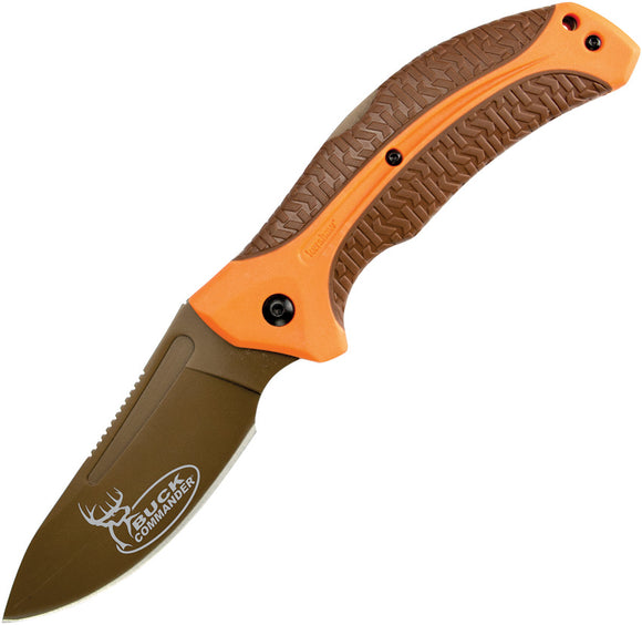 Kershaw Buck Commander Lockback Brown Orange Ti Folding Knife 1898ORBRNBCX