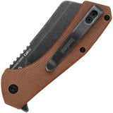 Kershaw Static Pocket Knife Linerlock Brown Micarta Folding Black D2 3445MCBBW