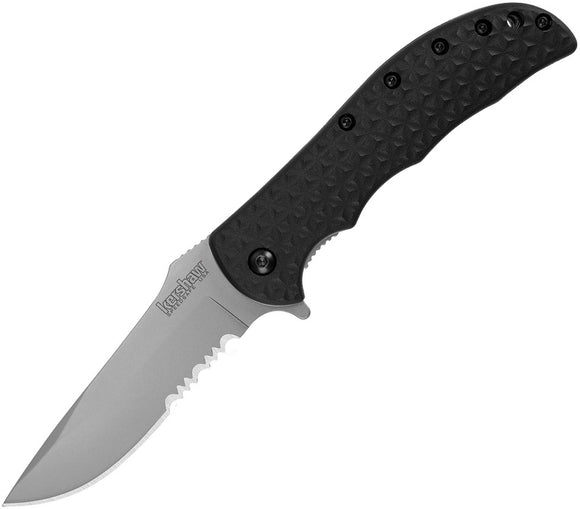 Kershaw Volt II Linerlock A/O Part Serrated Black Handle Folding Knife 3650STX
