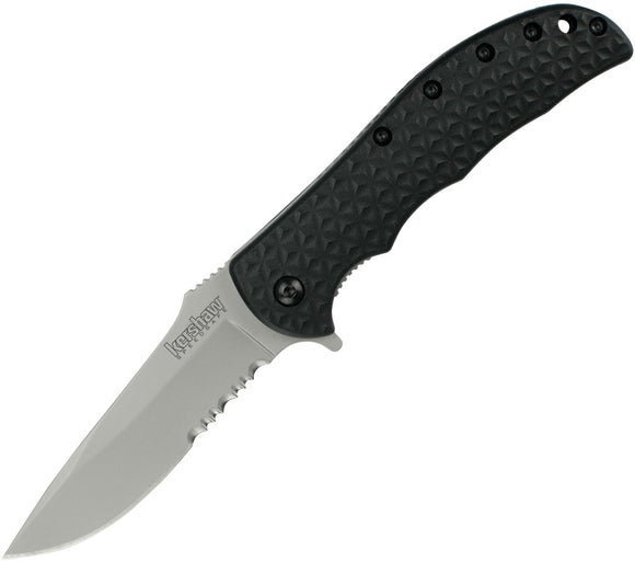 Kershaw Volt II Linerlock A/O Serrated Drop Blade Black Folding Knife EDC 3650ST