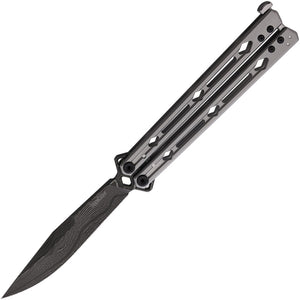 Kershaw Lucha Balisong Bead Blast Stainless Damascus Butterfly Knife 5150DAM