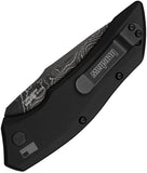 Kershaw Automatic Launch 1 Knife Button Lock Black Aluminum Damascus Blade 7100BLKDAM