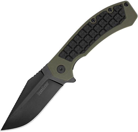 Kershaw Faultline Linerlock Black Stainless Green GRN Handle Folding Knife 8760