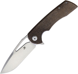 Kansept Knives Kyro Framelock Brown Micarta Folding Knife 1001a1