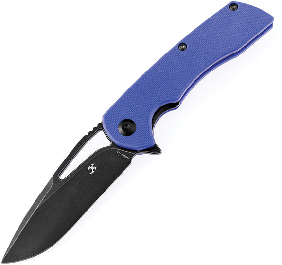 Kansept Knives Kryo Pocket Knife Framelock Blue G10 Folding D2 Steel T1001B2