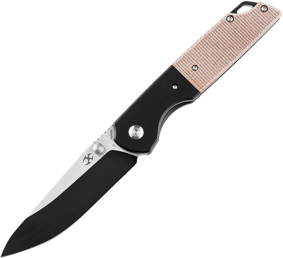 Kansept Knives Warrior Knife Brown Micarta & Aluminum Folding D2 Drop Pt T1005S5