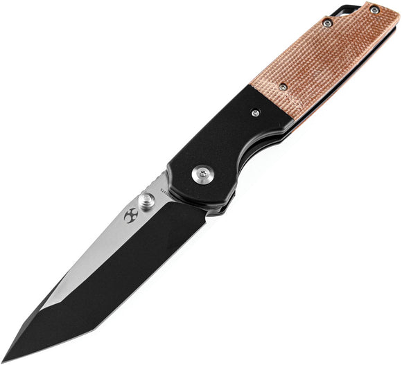 Kansept Knives Warrior Knife Brown Micarta & Aluminum Folding D2 Tanto 1005T5