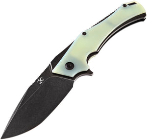 Kansept Knives Hellx Framelock Stainless/Jade G10 Folding D2 Steel Knife 1008A4