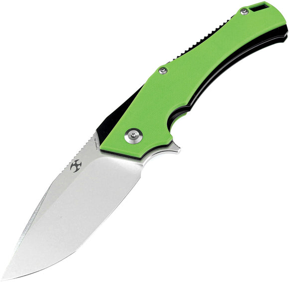 Kansept Knives Hellx Linerlock Green/Black Stainless/G10 Folding D2 Knife 1008A5