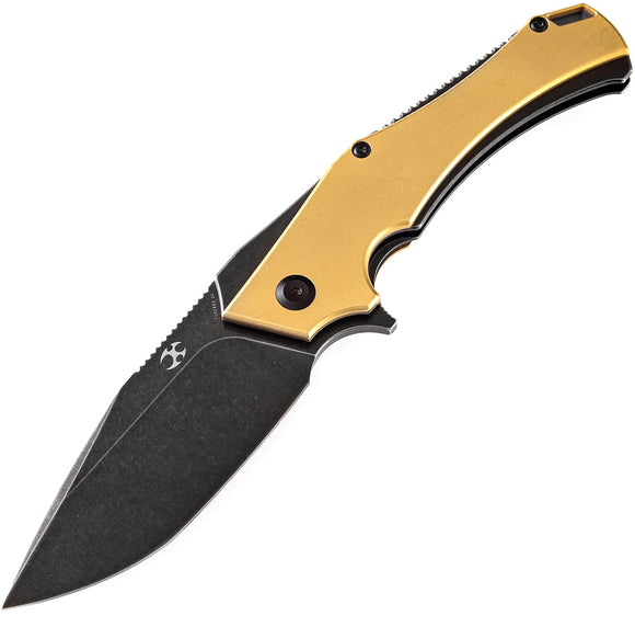 Kansept Knives Hellx Framelock Stainless/Brass Folding D2 Steel Knife 1008B2