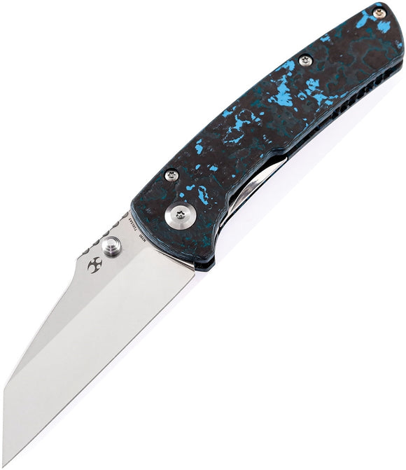 Kansept Knives Main Street Linerlock Black/Blue CF Folding M390 Knife 1015A5