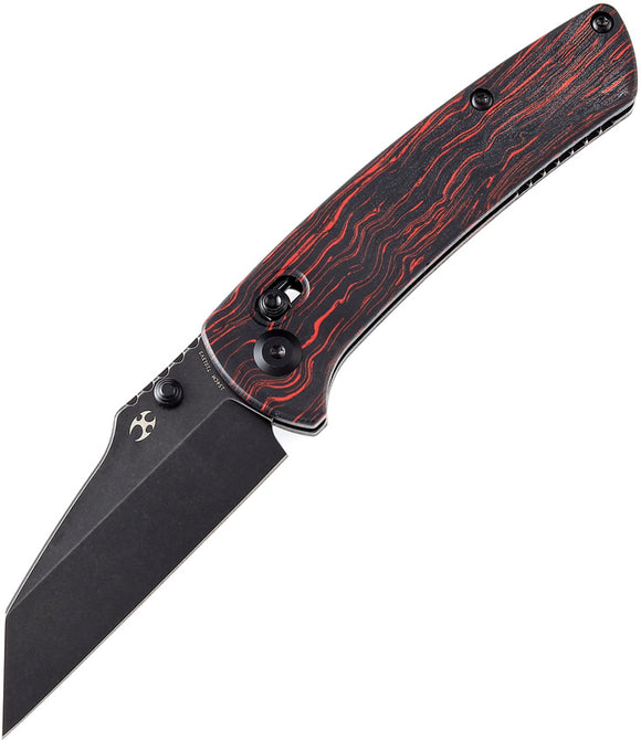 Kansept Knives Main Street Crossbar Lock Black & Red G10 Folding Knife T1015V5