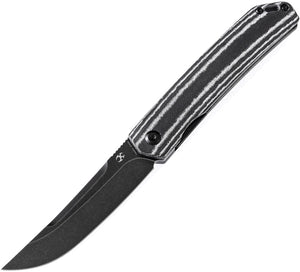 Kansept Knives Hazakura Linerlock Black/White Micarta Folding Knife T1019C4