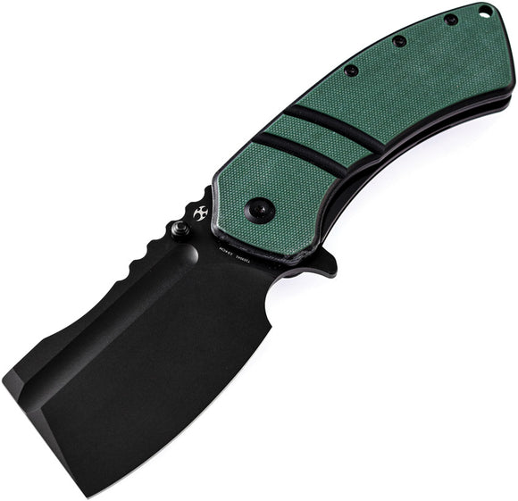 Kansept Knives XL Korvid Linerlock Green G10 Folding 154CM Cleaver Knife 1030A1